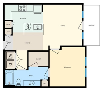 One Bedroom / One Bath - 720 Sq. Ft.*