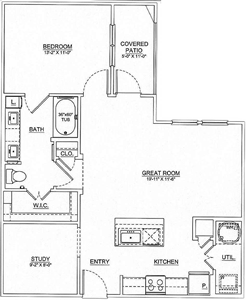 One Bedroom / One Bath - 875 Sq. Ft.*